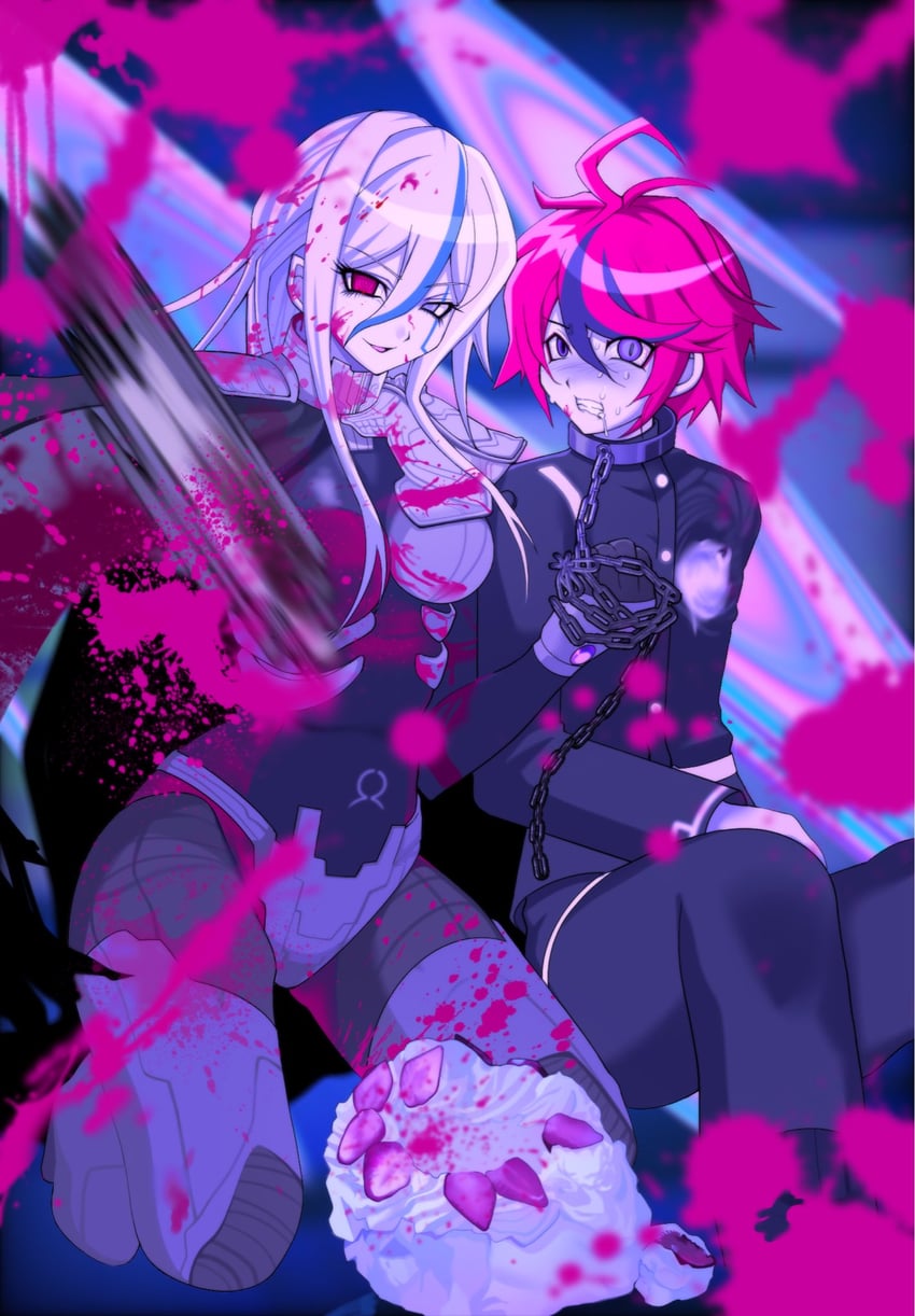 百日战线 -最终防卫学园-、角野卓、v'ehxness 1名男孩 1名女孩 铠甲 attacking viewer 生日蛋糕