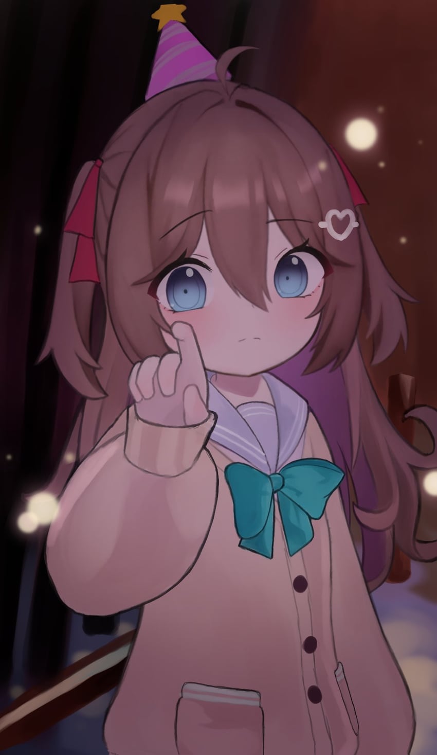 Vedal AI、Neuro-sama、Neuro-sama (第一套服装) 1名女孩 呆毛 水蓝色蝴蝶结 水蓝色蝴蝶结 蓝眼