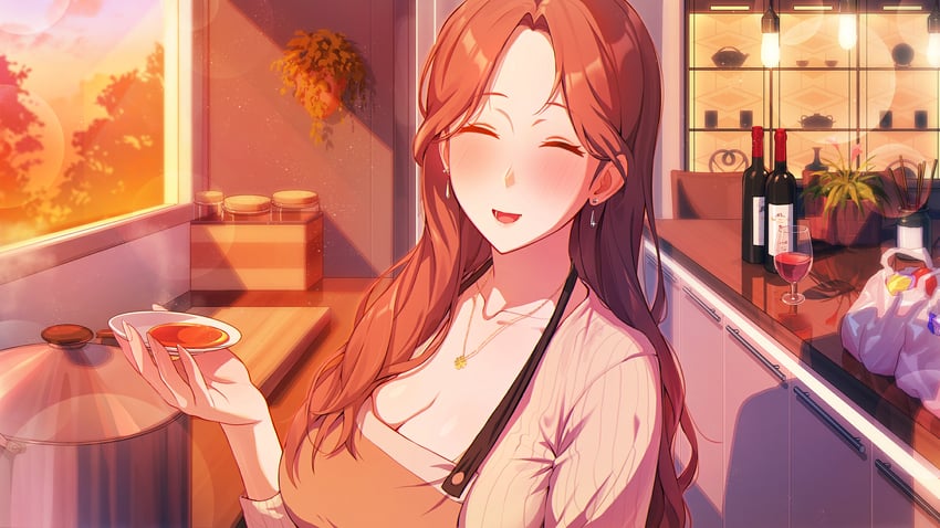 summer clover、shinonome kasumi 1名女孩 围裙 脸红 乳房 棕发