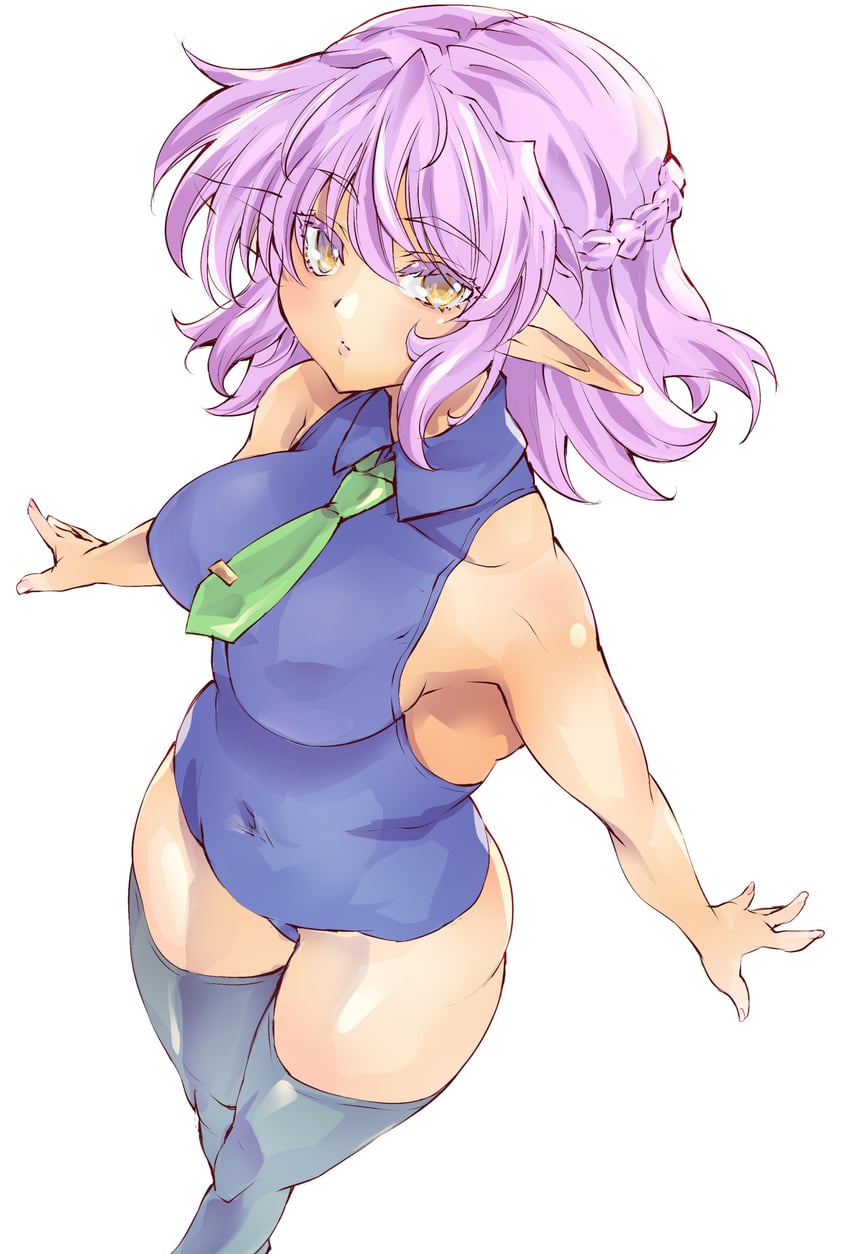 二次元插画 1名女孩 腋窝褶皱 露肩 黑色过膝袜 辫子