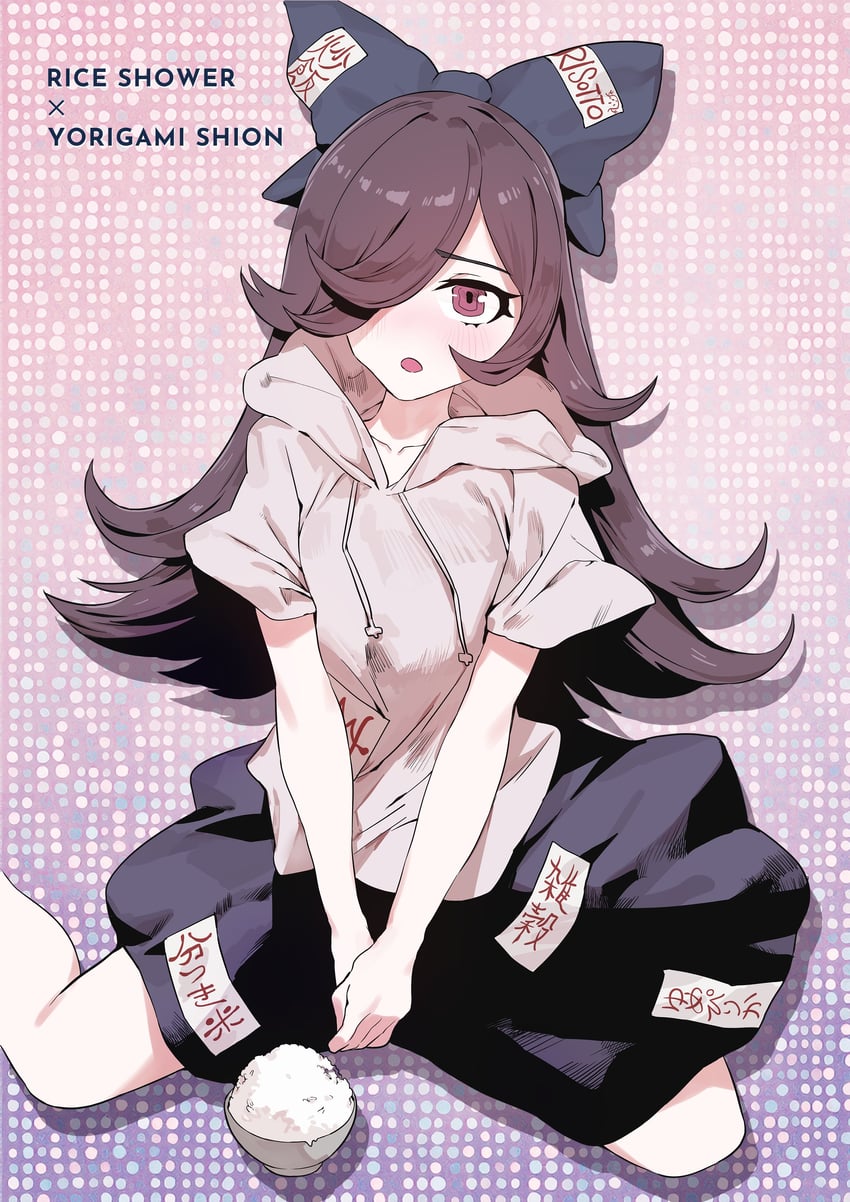 东方Project、赛马娘、米浴 (赛马娘) 1名女孩 黑色蝴蝶结 黑衬衫 蝴蝶结 碗