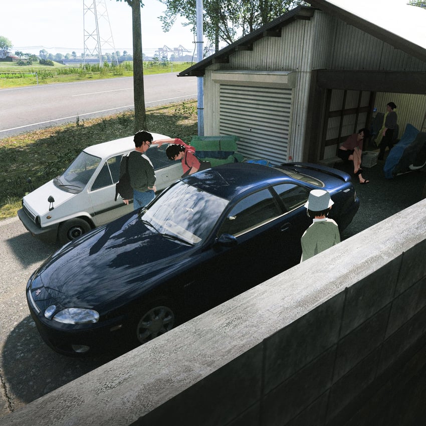极限竞速、forza horizon 6 2个男孩 3人女子 背包 包 黑色汽车
