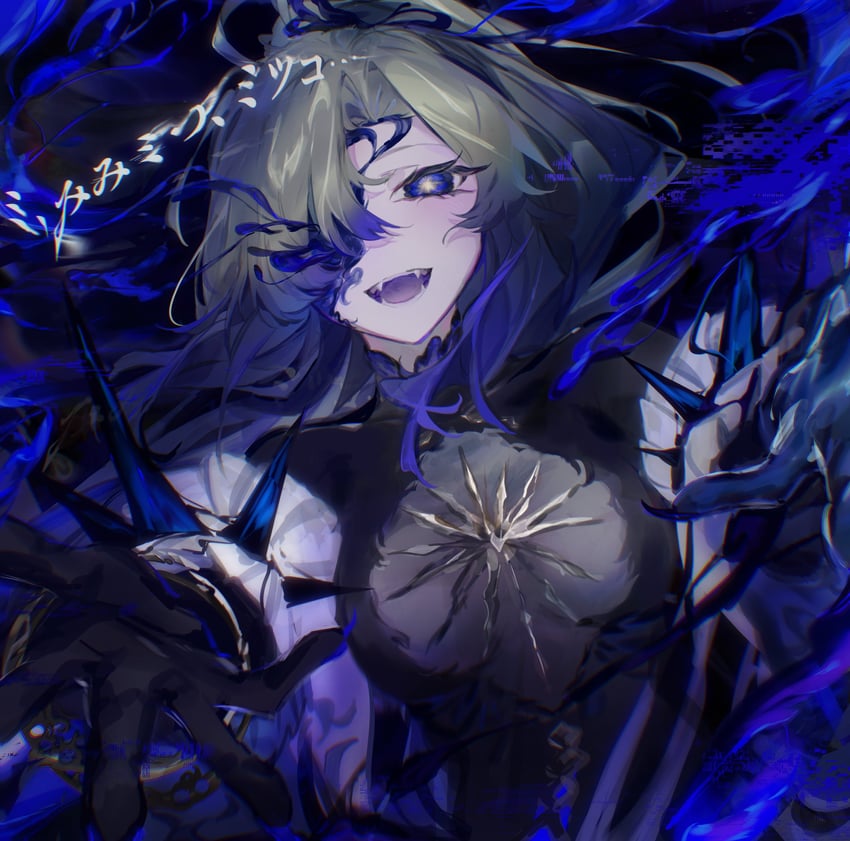 韵律源点 Arcaea、乃之香（Arcaea）、野野香 (觉醒) (Arcaea) 黑色连体衣 黑色手套 金发 蓝眼 全身袜