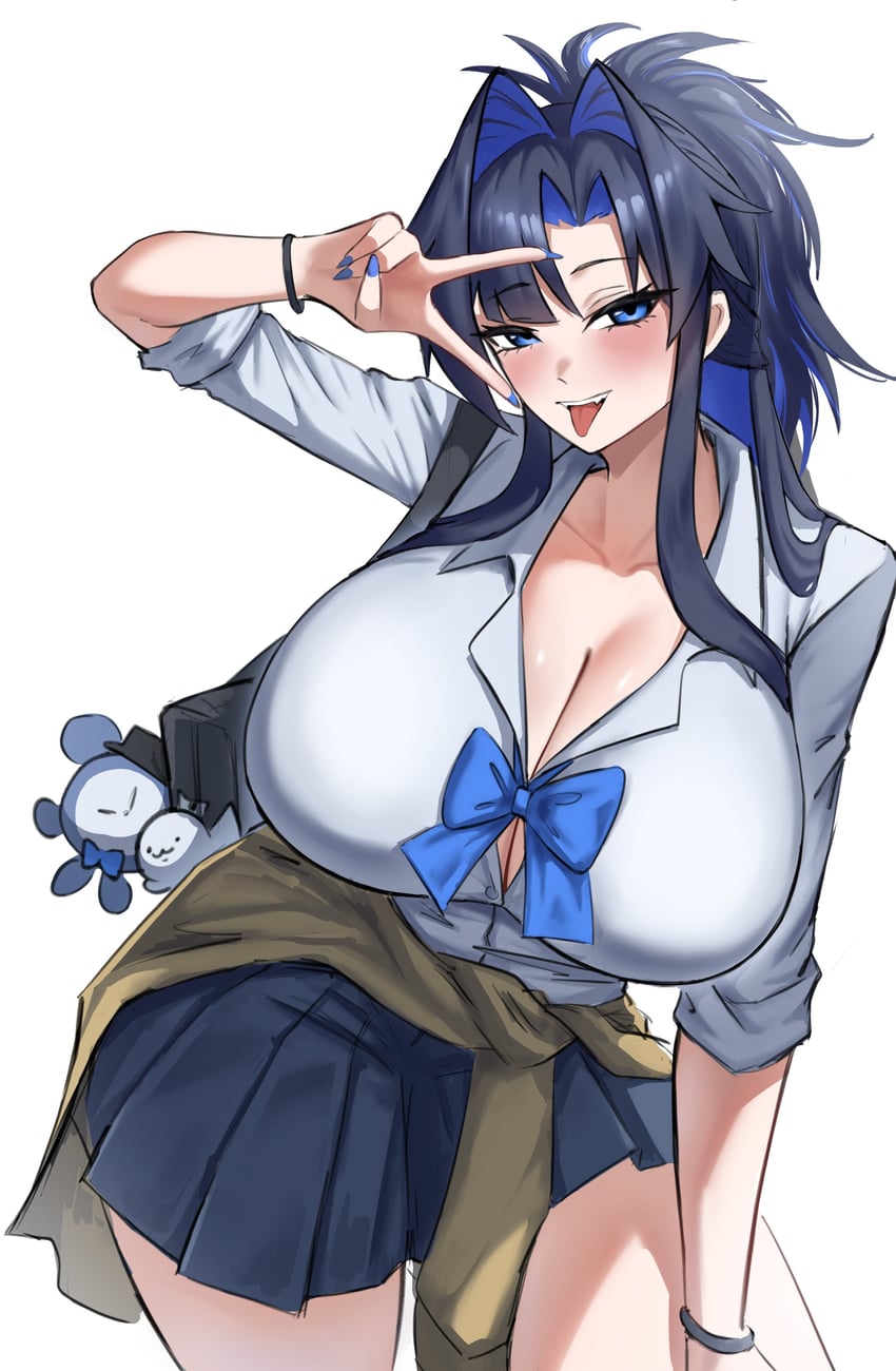 Hololive、Hololive英语、议会 (Kronii) 1名女孩 包 蓝色蝴蝶结 蓝眼 蓝发