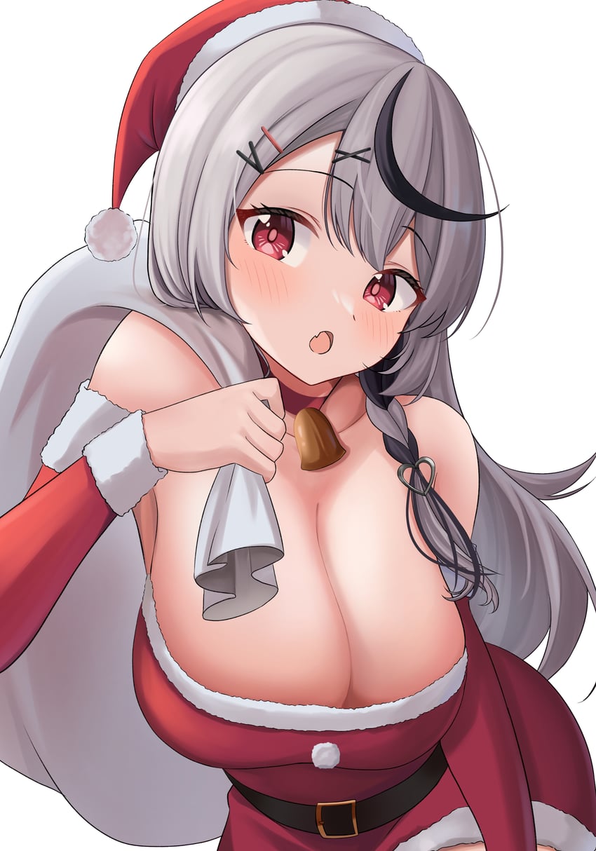 Hololive、沙花叉克萝耶 1名女孩 惊讶 替换服装 露肩 铃铛
