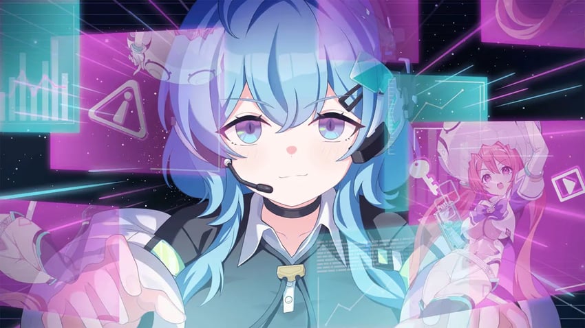 Muv-Luv、Muv-Luv Girls Garden、艾薇·莱因哈特 2名女孩 黑色项圈 黑衬衫 蓝眼 蓝发