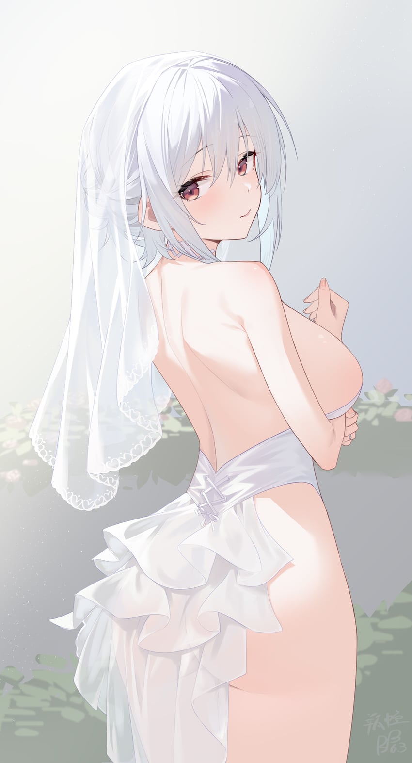 碧蓝航线、sirius (alba sirius) (azur lane)、天狼星 (碧蓝航线) 1名女孩 屁股 背影 露肩 乳房