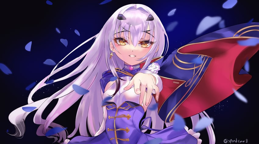 Fate/Grand Order、Fate系列、美露莘 (Fate) 1名女孩 乳房 连衣裙 耳环 落花