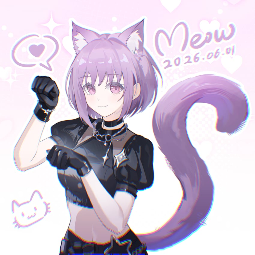明日方舟、BanG Dream!、Bang Dream! It's MyGO!!!!! 1名女孩 兽耳 黑色手套 黑衬衫 乳房