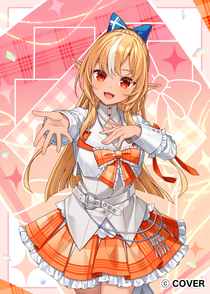 Hololive、不知火芙蕾雅 1名女孩 :D 金发 蓝色蝴蝶结 蝴蝶结