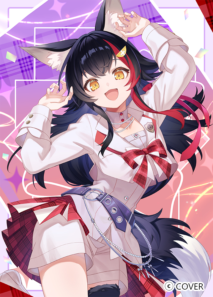 Hololive、大神澪 1名女孩 :D 兽耳毛 兽耳 举起双手