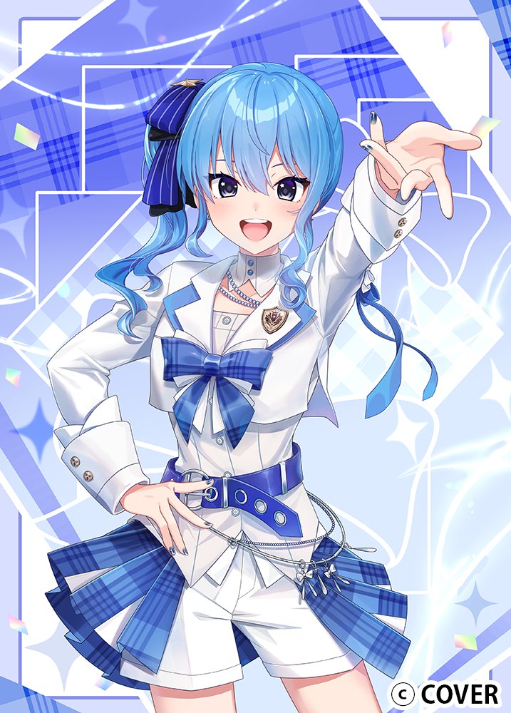 Hololive、星街彗星 1名女孩 :D 不对称鬓发 腰带 蓝色皮带