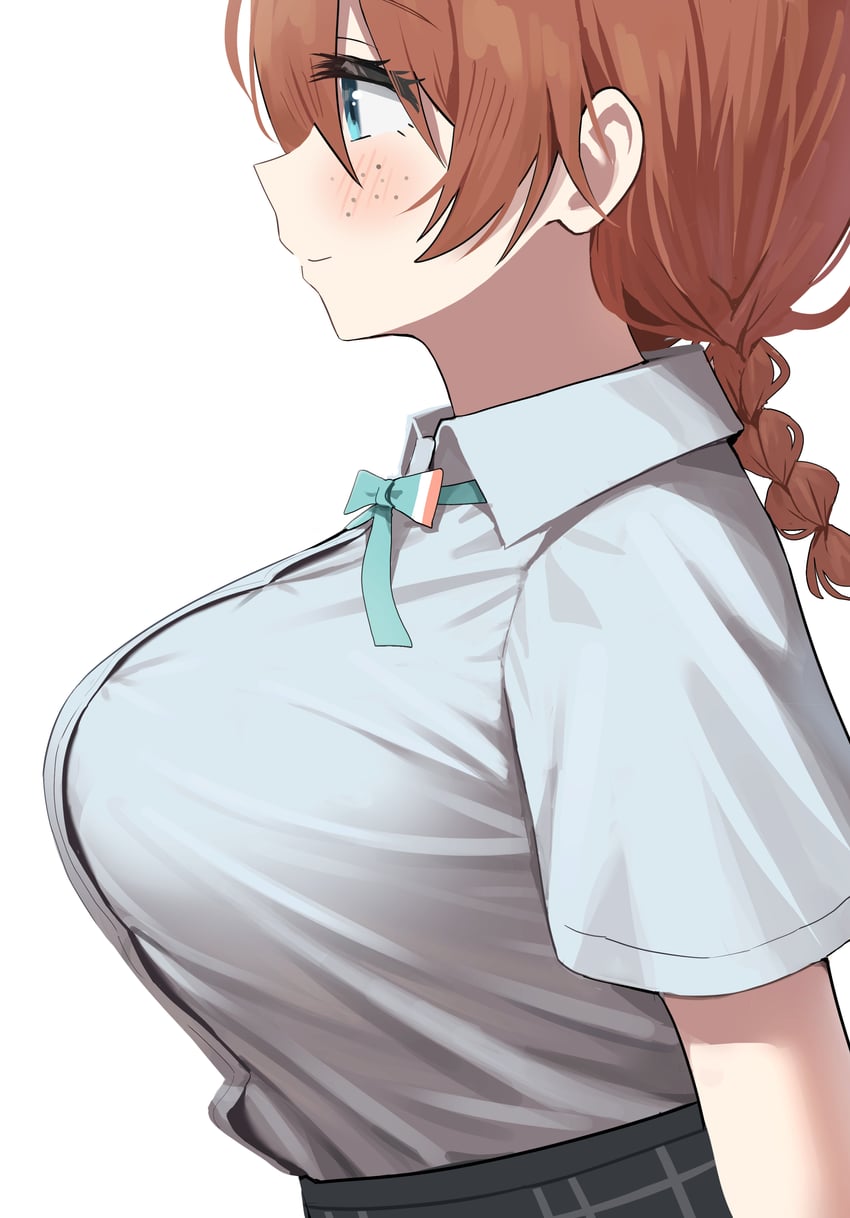 Love Live!、Love Live! 虹咲学园学园偶像同好会、艾玛·维尔德 1名女孩 水色缎带 黑色裙子 蓝眼 脸红