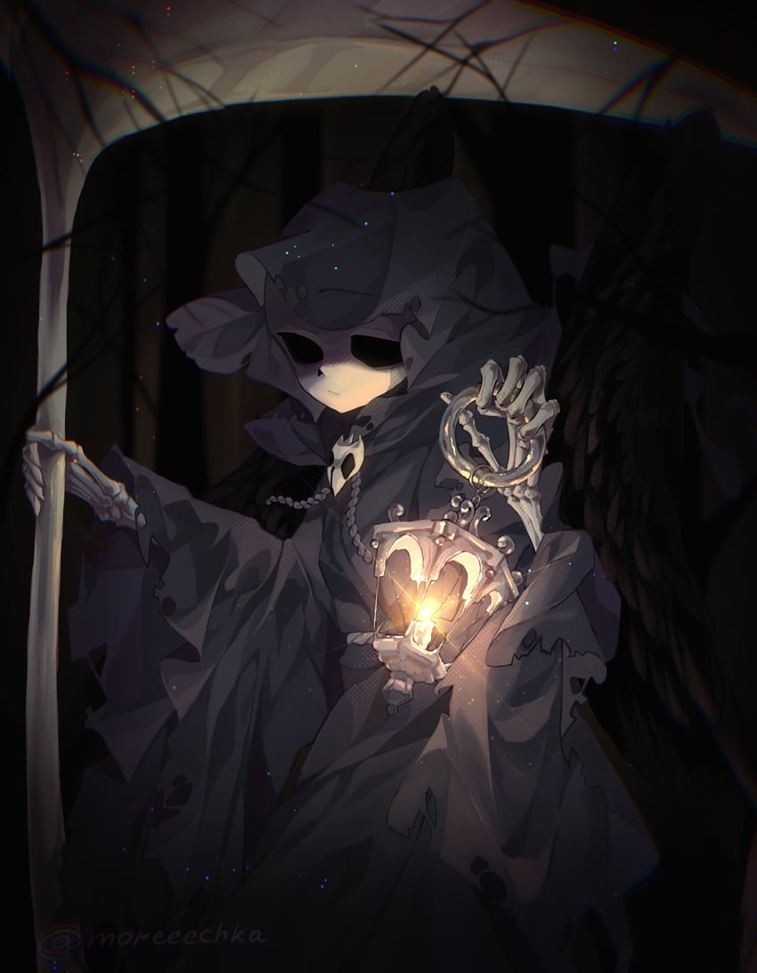 reapertale、传说之下、Undertale/Deltarune 1名男孩 黑色长袍 骨头 眼窝 手持