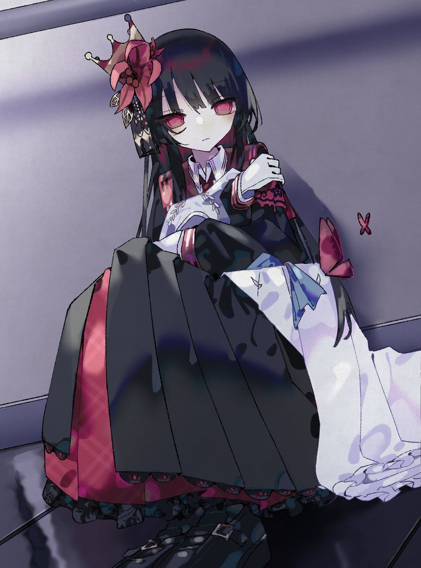 魔法少女的小镇审判、二阶堂博 臂章 黑色小披肩 黑发 黑衬衫 黑色裙子