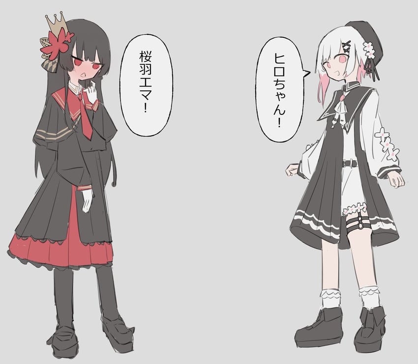 魔法少女的小镇审判、二阶堂博、樱庭绘麻 2名女孩 腰带 贝雷帽 黑色小披肩 黑色大衣