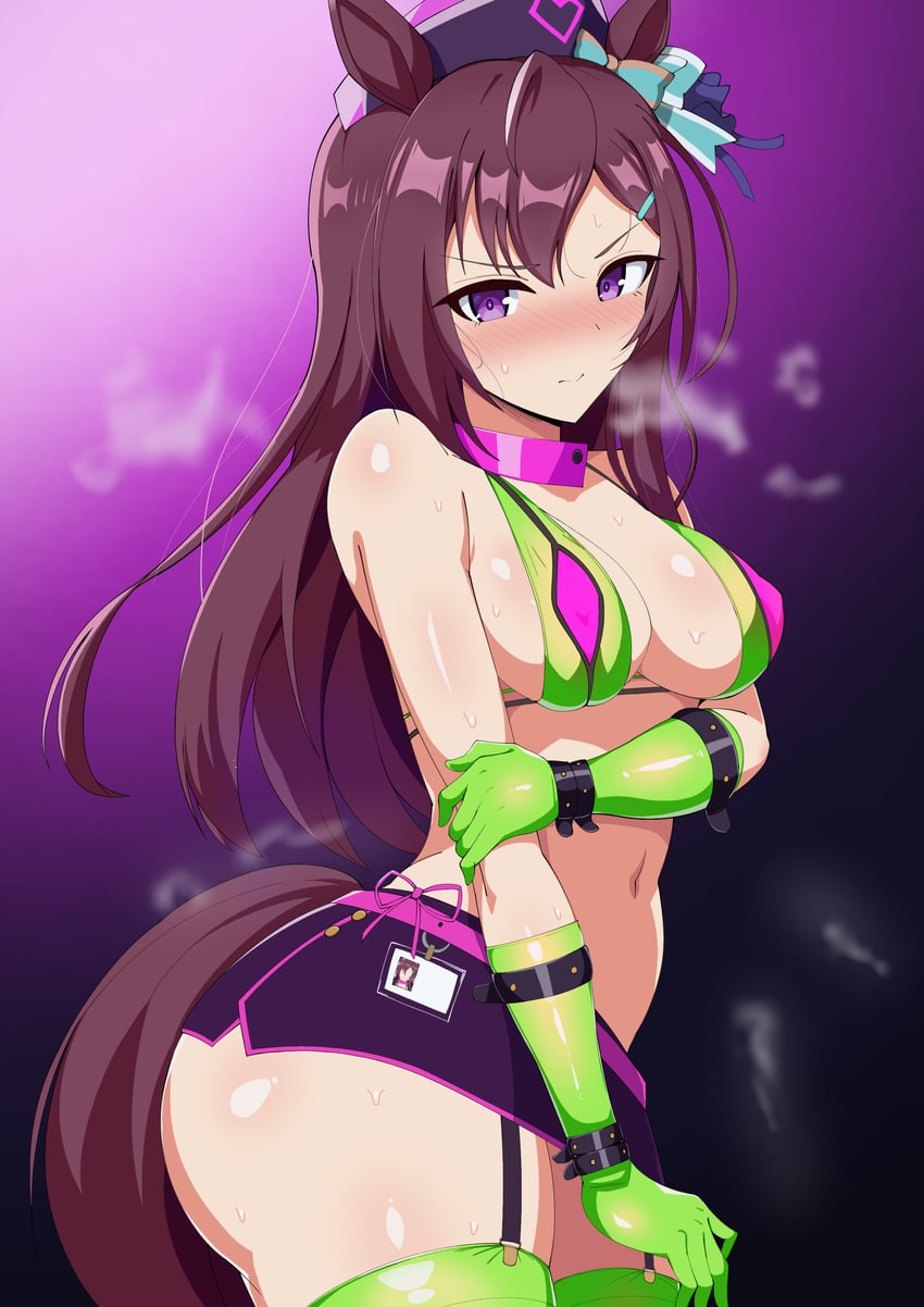 赛马娘、南丁格尔 (Fate)、弗洛伦斯·南丁格尔 (万圣节服饰) (Fate) 1名女孩 兽耳 手臂托在乳房下 黑发 黑色尾巴