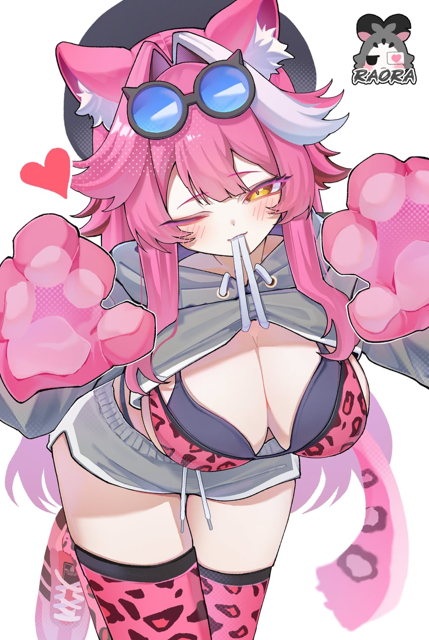 Hololive、Hololive英语、Raora Panthera (Hololive) 1名女孩 替换服装 兽耳 动物手 比基尼