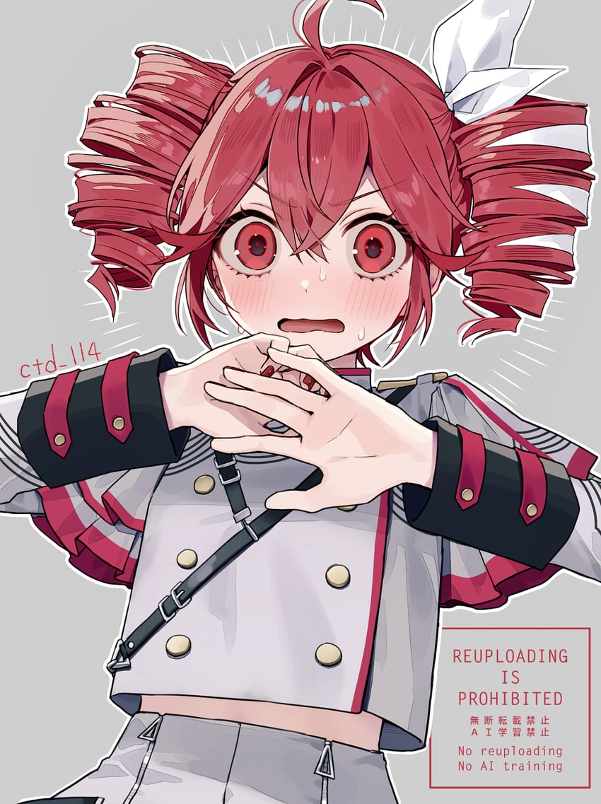Synthesizer V、UTAU、重音Teto 1名女孩 呆毛 作者名 脸红 纽扣