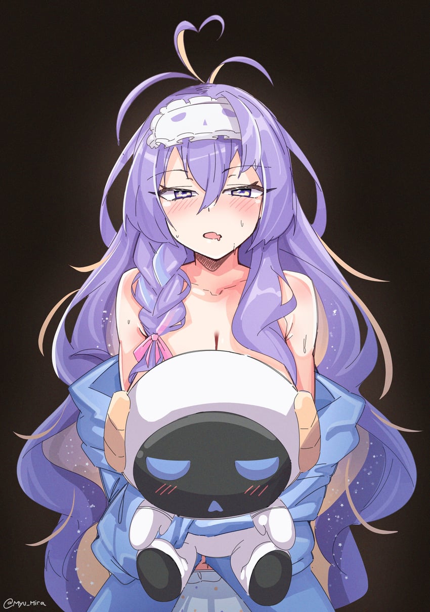Hololive、Hololive Indonesia、Moona Hoshinova 1名女孩 呆毛 金发 辫子 乳房