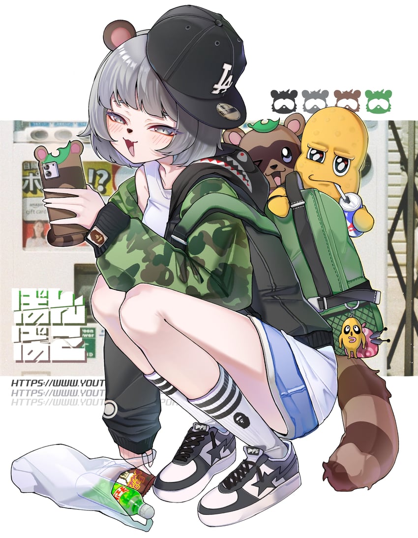 瞄准模式、YouTube、花生君 1名女孩 猫脸笑 替换服装 兽耳 动物鼻子