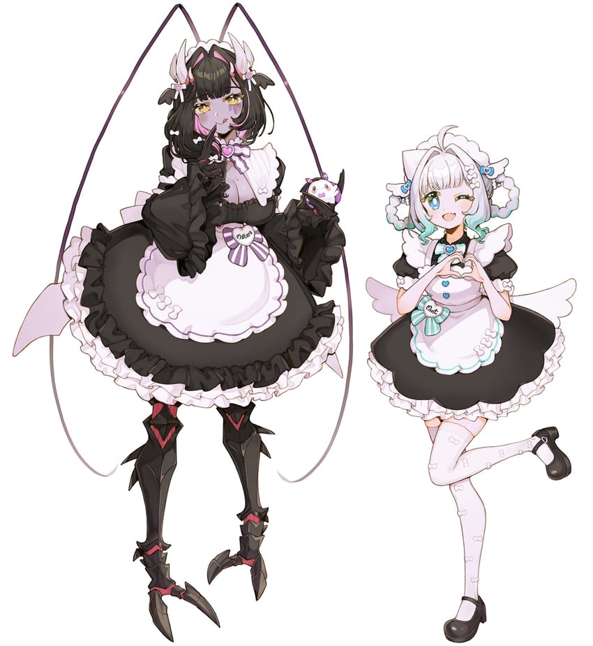 传说.exe、个人势虚拟主播、摩多罗隐岐奈 2名女孩 呆毛 触角 围裙 节肢动物娘