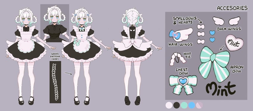 传说.exe、冥土 (Mint Fantome) 1名女孩 呆毛 黑色连衣裙 黑鞋 蓝色蝴蝶结