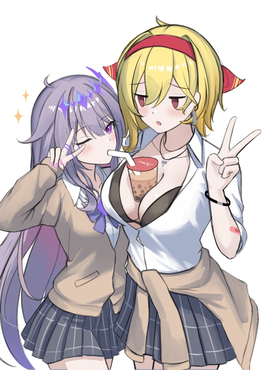 Hololive、Hololive英语、Hololive Indonesia 创可贴 乳沟 金发 胸罩 乳房