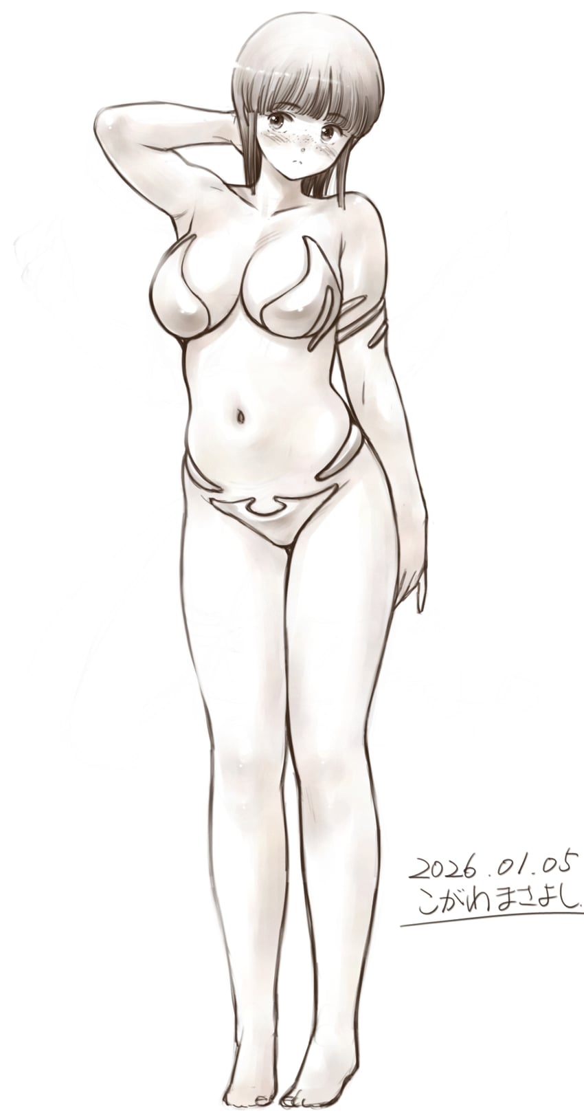 僚机、森本桃子 1名女孩 手放在头后 比基尼 乳房 锁骨