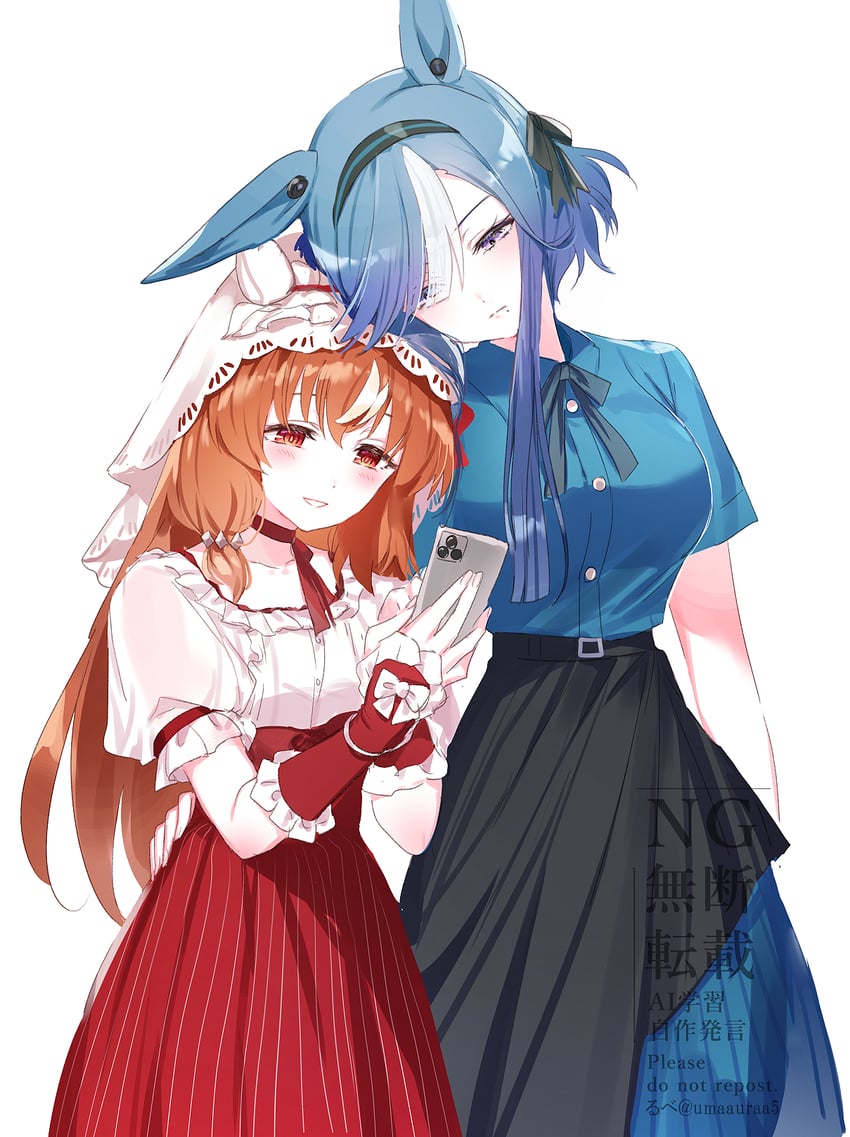 赛马娘、悦泽之韵 (赛马娘)、依然爱你 (赛马娘) 2名女孩 兽耳 黑色发带 黑色裙子 蓝眼