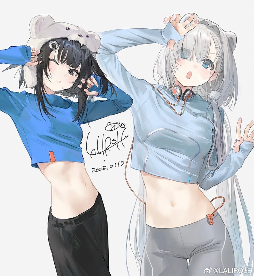 明日方舟、极光 (明日方舟)、羽毛笔 (明日方舟) 2025年 2名女孩 呆毛 替换服装 兽耳