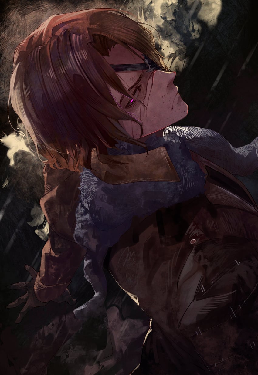 原创 1名男孩 黑色手套 棕发 棕色夹克 闭嘴