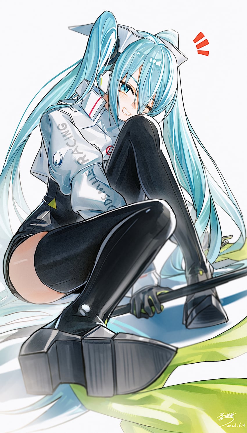 VOCALOID、初音未来 1名女孩 :D 微笑 水色瞳 水色发