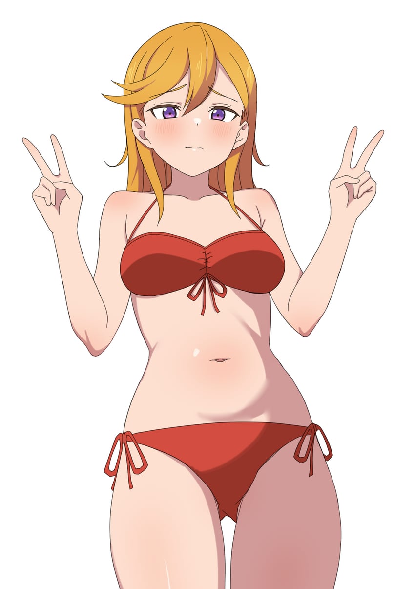 Love Live!、Love Live! Superstar!!、涩谷香音 1名女孩 露肩 比基尼 脸红 乳房