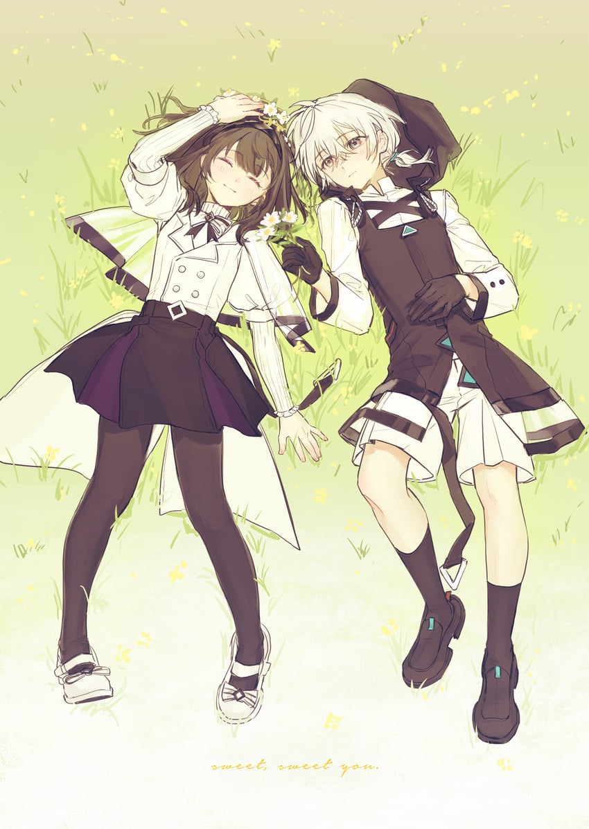 明日方舟、博士 (动漫) (明日方舟)、博士 (明日方舟) 1名男孩 1名女孩 微笑 幼化 黑色手套