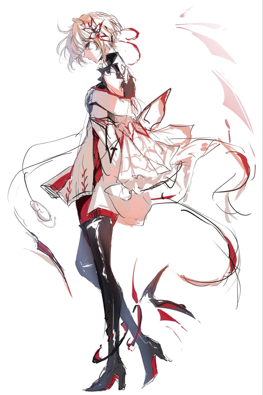 韵律源点 Arcaea、薇塔(Arcaea)、vita (wanderer) (arcaea) 1名女孩 露肩 黑鞋 黑色过膝袜 金发