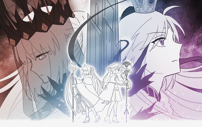 Fate/Grand Order、Fate系列、梣 (Fate) 4个女孩 皇冠 发丝垂在眼睛之间 帽子 长发