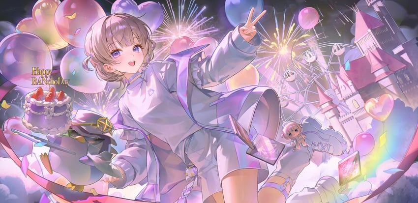 Hololive、hololive DEV_IS、等轰一奏 1名女孩 生日蛋糕 金发 脸红 蛋糕