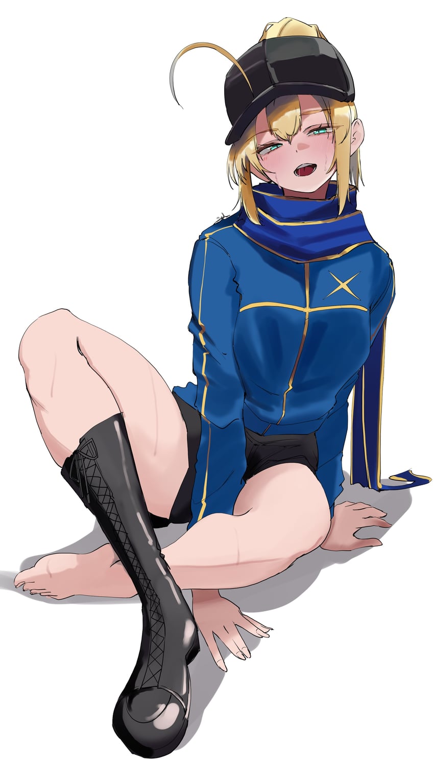 Fate/Grand Order、Fate系列、阿尔托莉雅·潘德拉贡 (Fate) 1名女孩 呆毛 棒球帽 黑色靴子 黑帽子