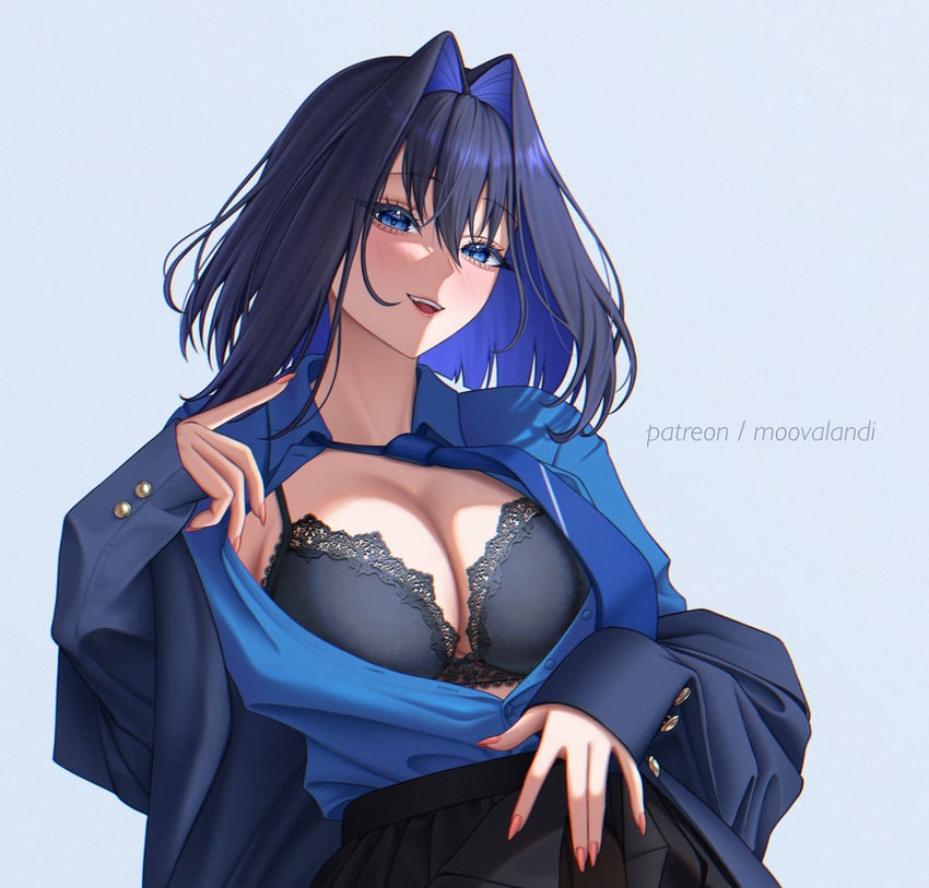 Hololive、Hololive英语、议会 (Kronii) 1名女孩 :D 替换服装 黑色裙子 蓝眼