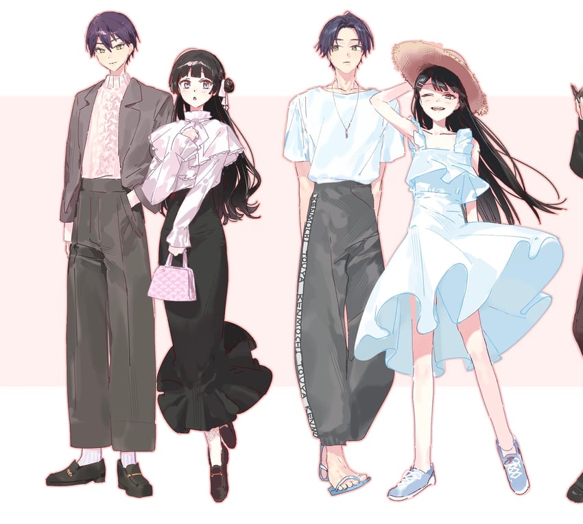彩虹社、剑持刀也、月之美兔 1名男孩 1名女孩 惊讶 替换服装 不同发型