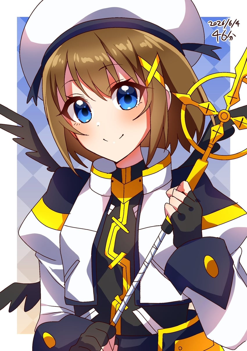 魔法少女奈叶、魔法少女奈叶、魔法少女奈叶 A's 1名女孩 2026年 菱格纹背景 作者名 贝雷帽