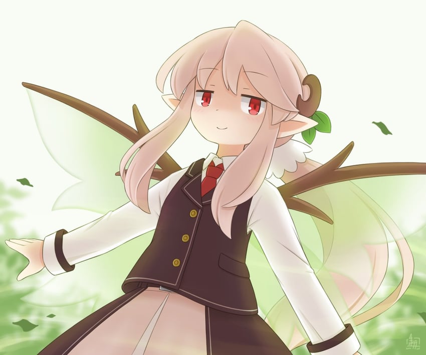 原创、艾丝塔尼亚 1名女孩 蝴蝶结 棕色裙子 棕色背心 新月