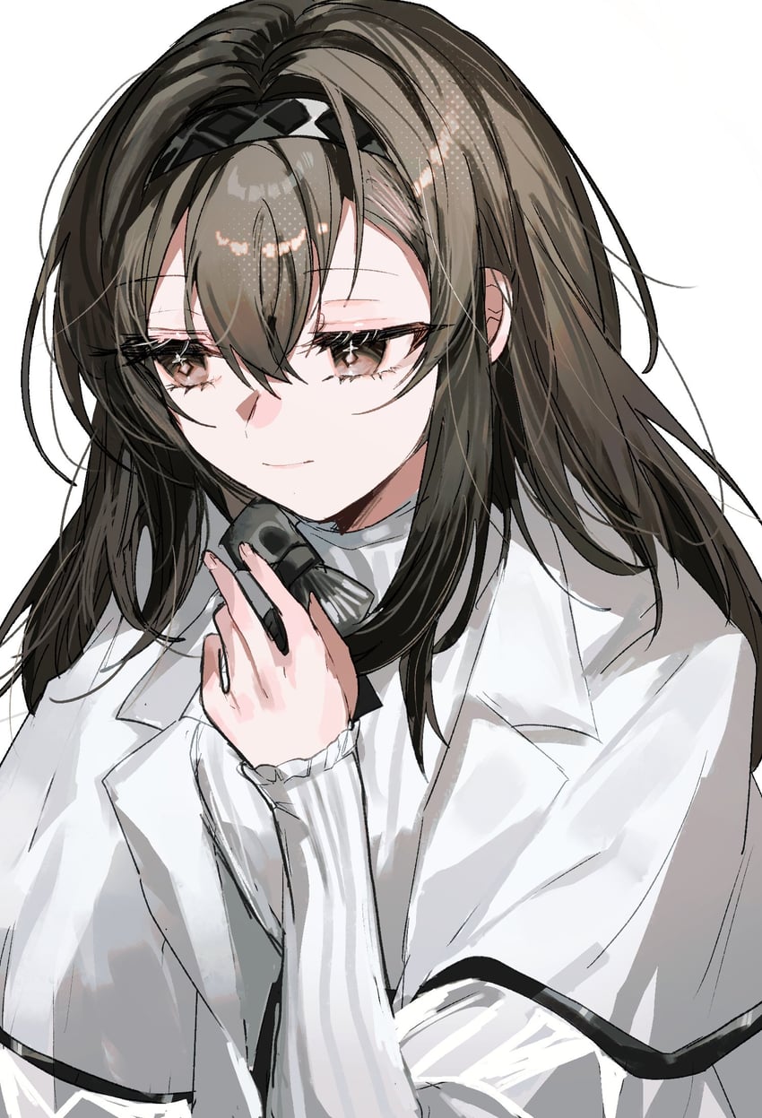 明日方舟、普瑞赛斯 (明日方舟) 1名女孩 黑色蝴蝶结 黑瞳 黑发 黑色发带