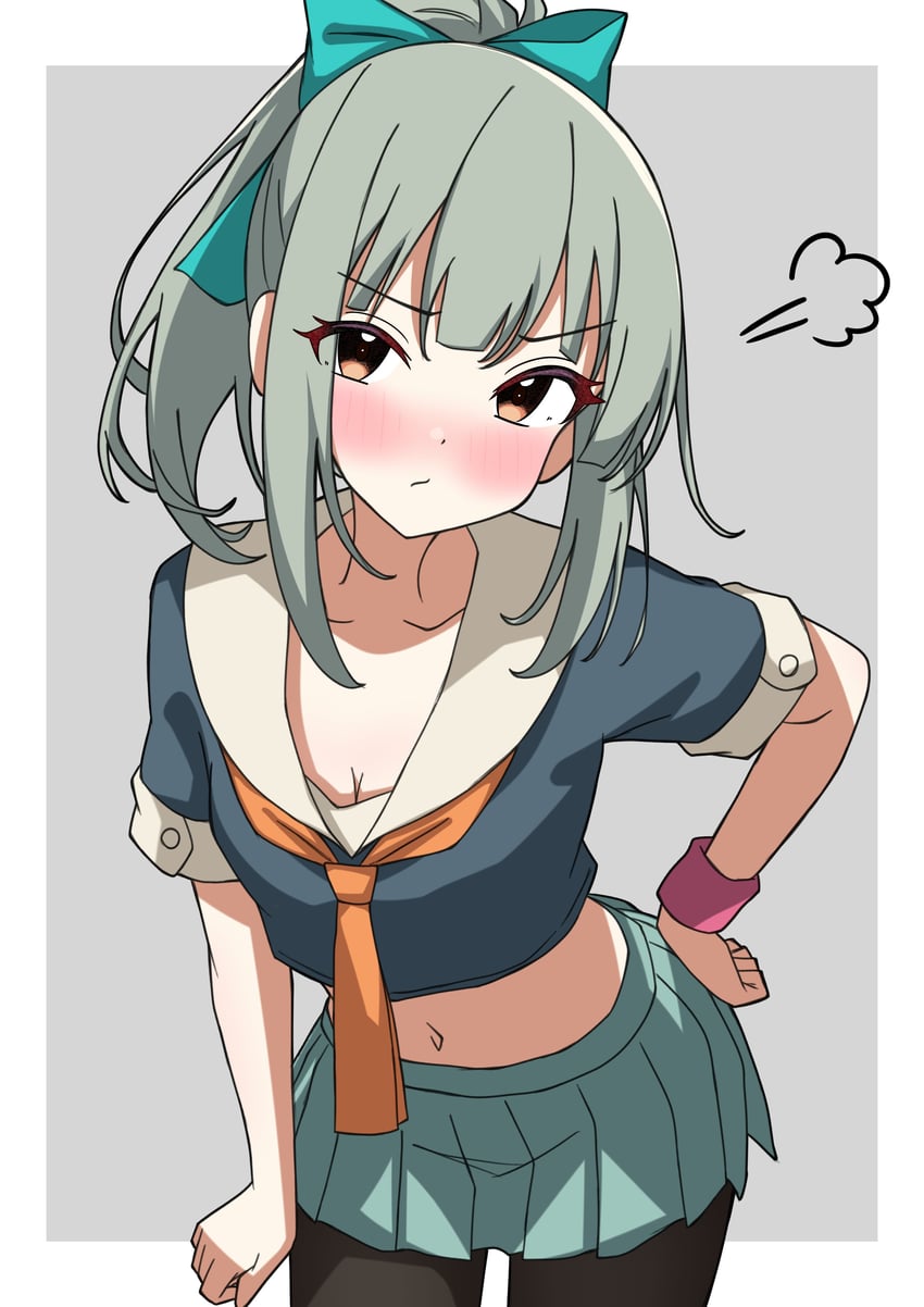 舰队Collection、夕张 (舰娘) 1名女孩 作画错误 黑色连裤袜 牛仔镜头 绿裙子