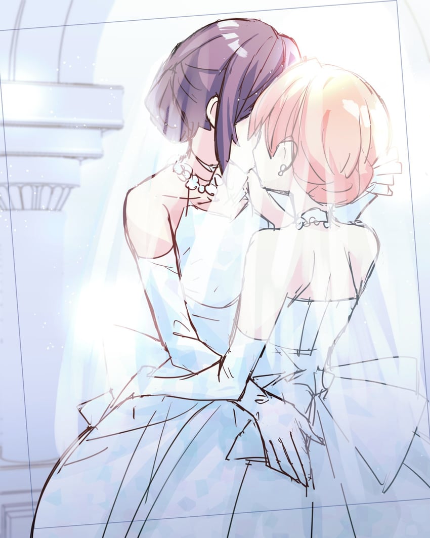 Love Live!、Love Live! 莲之空女学院学园偶像部、日野下花帆 2名女孩 婚纱面纱 连衣裙 耳环 及肘手套