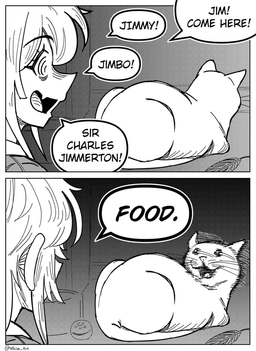 原创、咪咪 (Nhim) 1名女孩 两格漫画 猫 猫蹲 (猫面包) 漫画