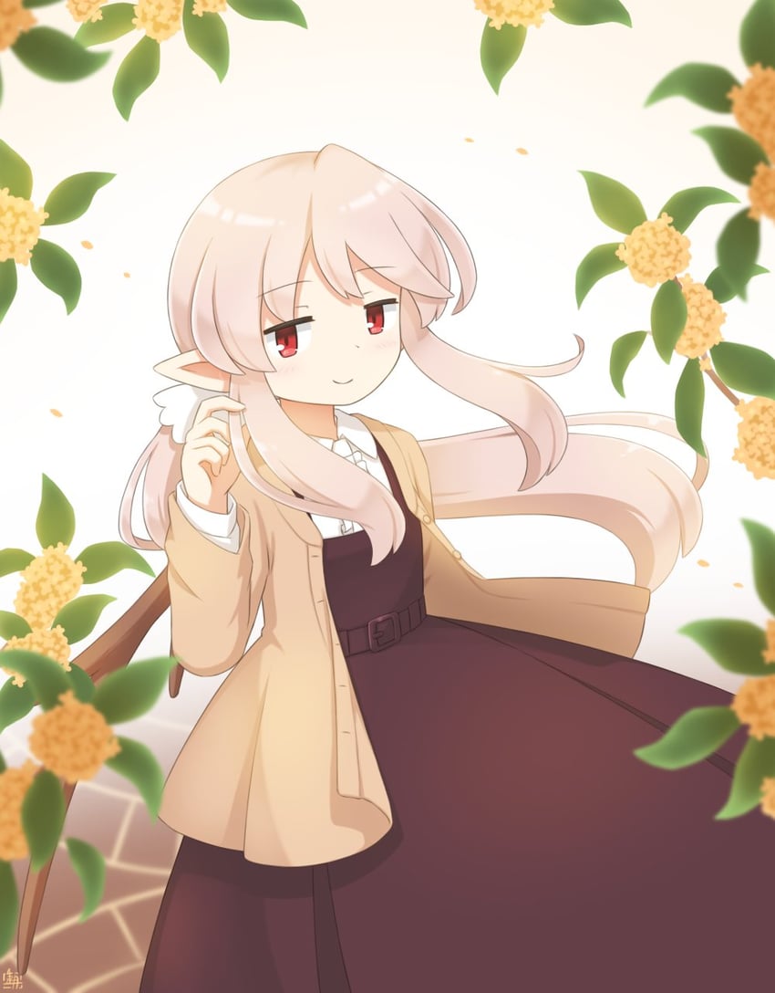 原创、艾丝塔尼亚 1名女孩 作者标志 蝴蝶结 棕色连衣裙 棕色翅膀