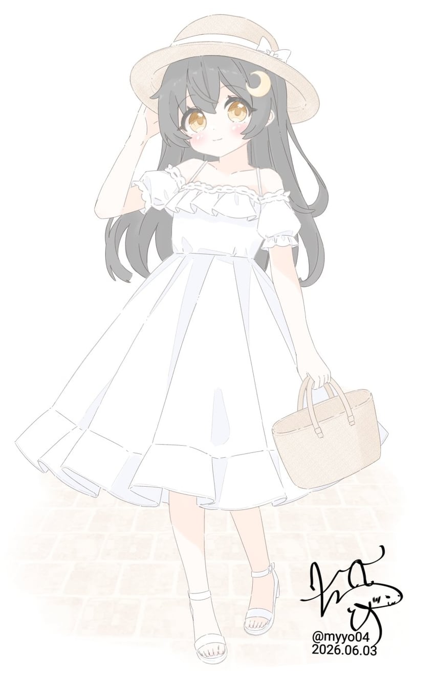 舰队Collection、三日月 (舰队Collection) 1名女孩 包 黑发 圆顶硬礼帽 棕眼睛