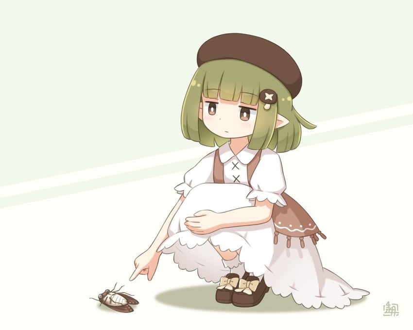 原创、sienit (kitagawa suigetsu) 1名女孩 作者标志 棕眼睛 棕色帽子 棕色夹克